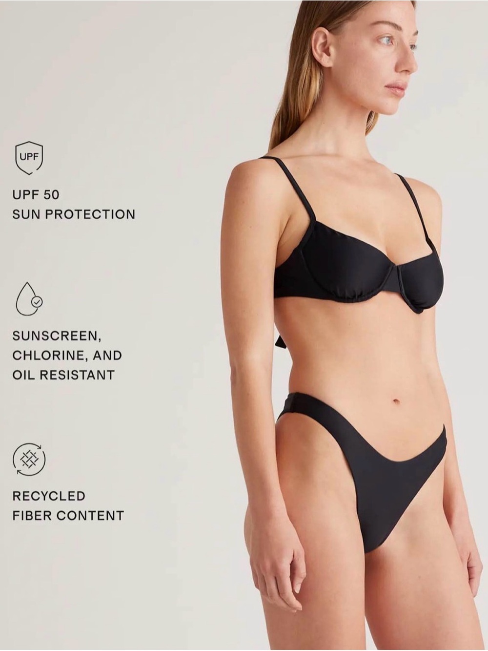 High-Cut Black Bikini Bottoms